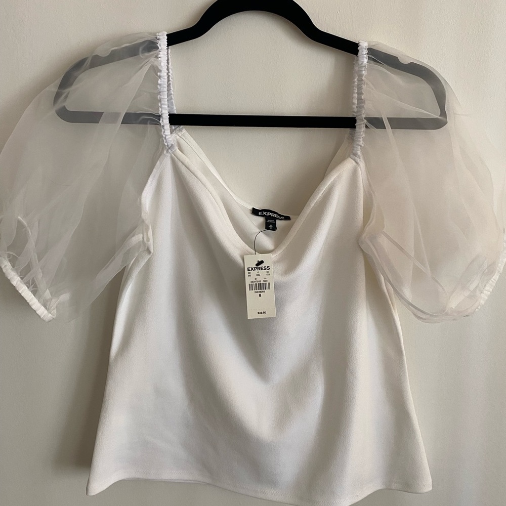 Express Organza Puff Sleeve Top (NWT!)